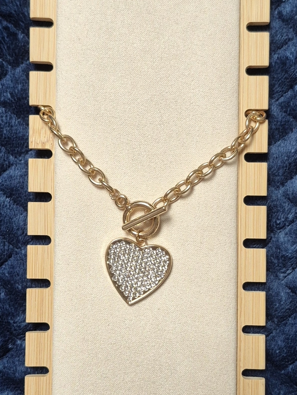 Vintage Y2K Chunky Heart Pavé Toggle Necklace